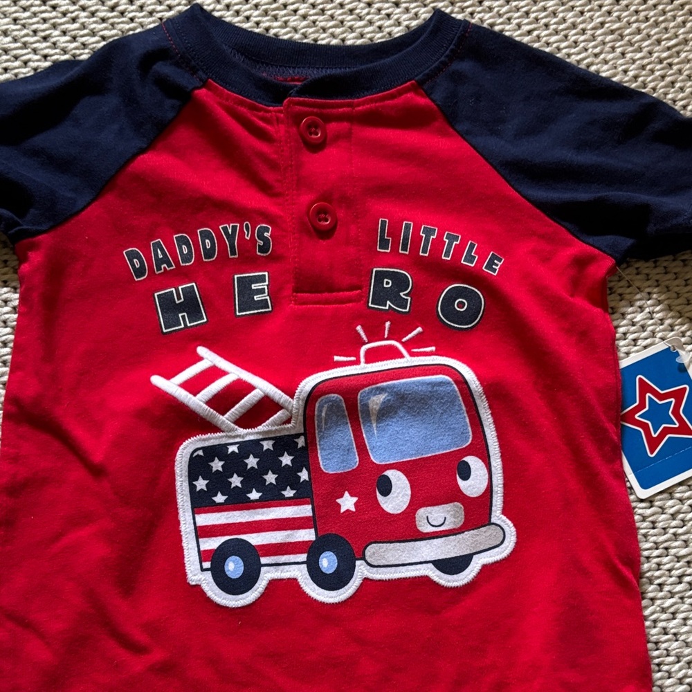 Shirt infant boys new size 24 months 60% cotton polyester “Daddy’s Little Hero”